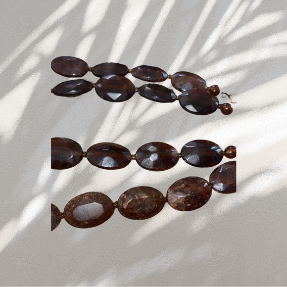 Vintage Brown faux jasper and amber stone (resin) two strand necklace. Gorgeous. - Picture 4 of 4
